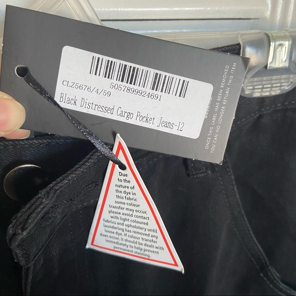 PrettyLittleThing Black Distressed Jogger Cargo Pants NWT US Size 8 - Picture 6 of 11